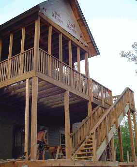 Rear deck with screened area, almost finished.